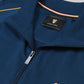 Regular-Fit High Neck Zipper Sweatshirt with Cut-and-Sew Design and Contrast Corded Piping Teal