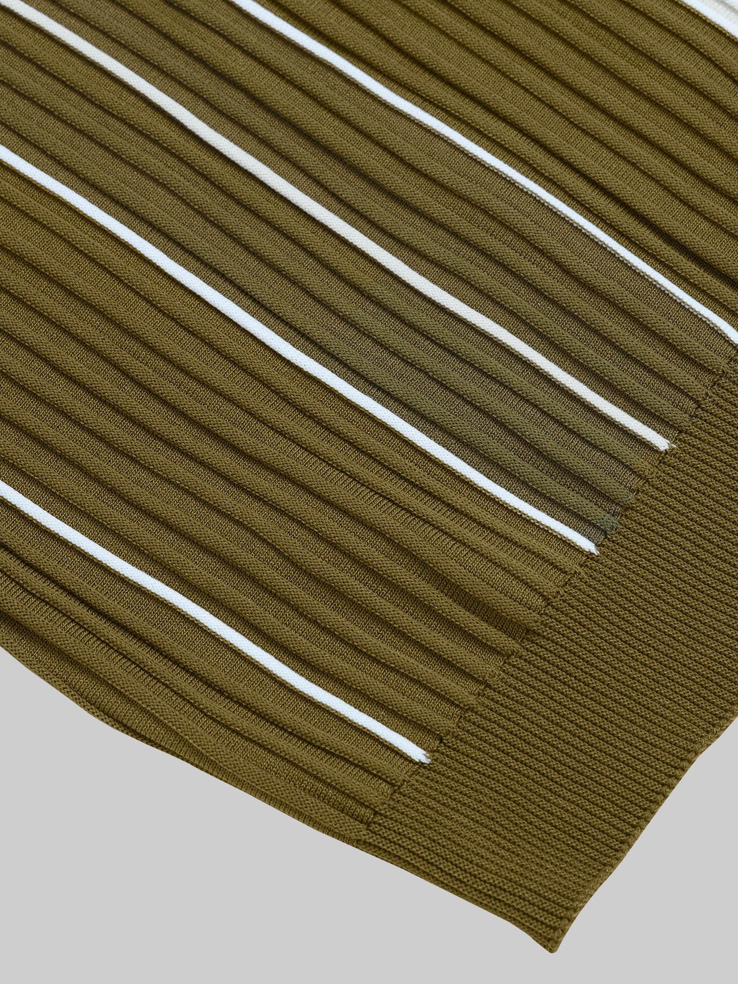 Vertical Stripe Flat-Knit Polo - Olive