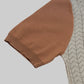 Chevron Stripe Flat-Knit Zip Polo - Brown