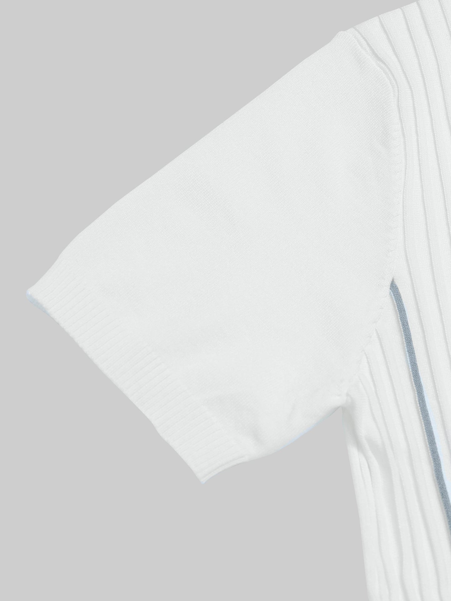 Vertical Stripe Flat-Knit Polo - White