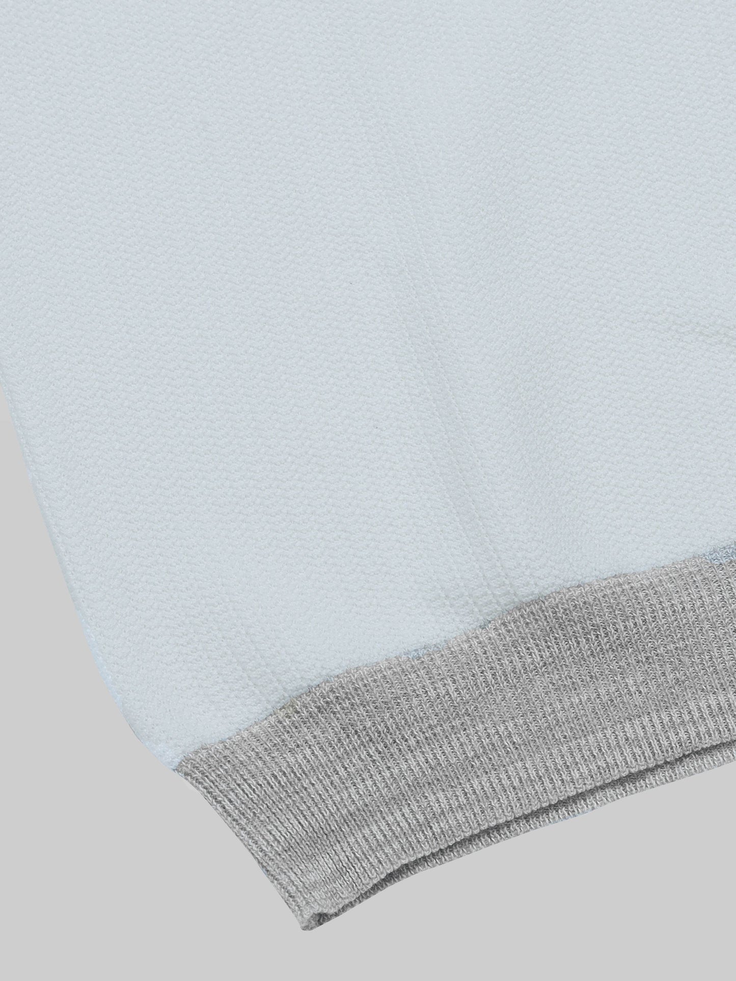 Melange Trim Flat- Knit Polo - White