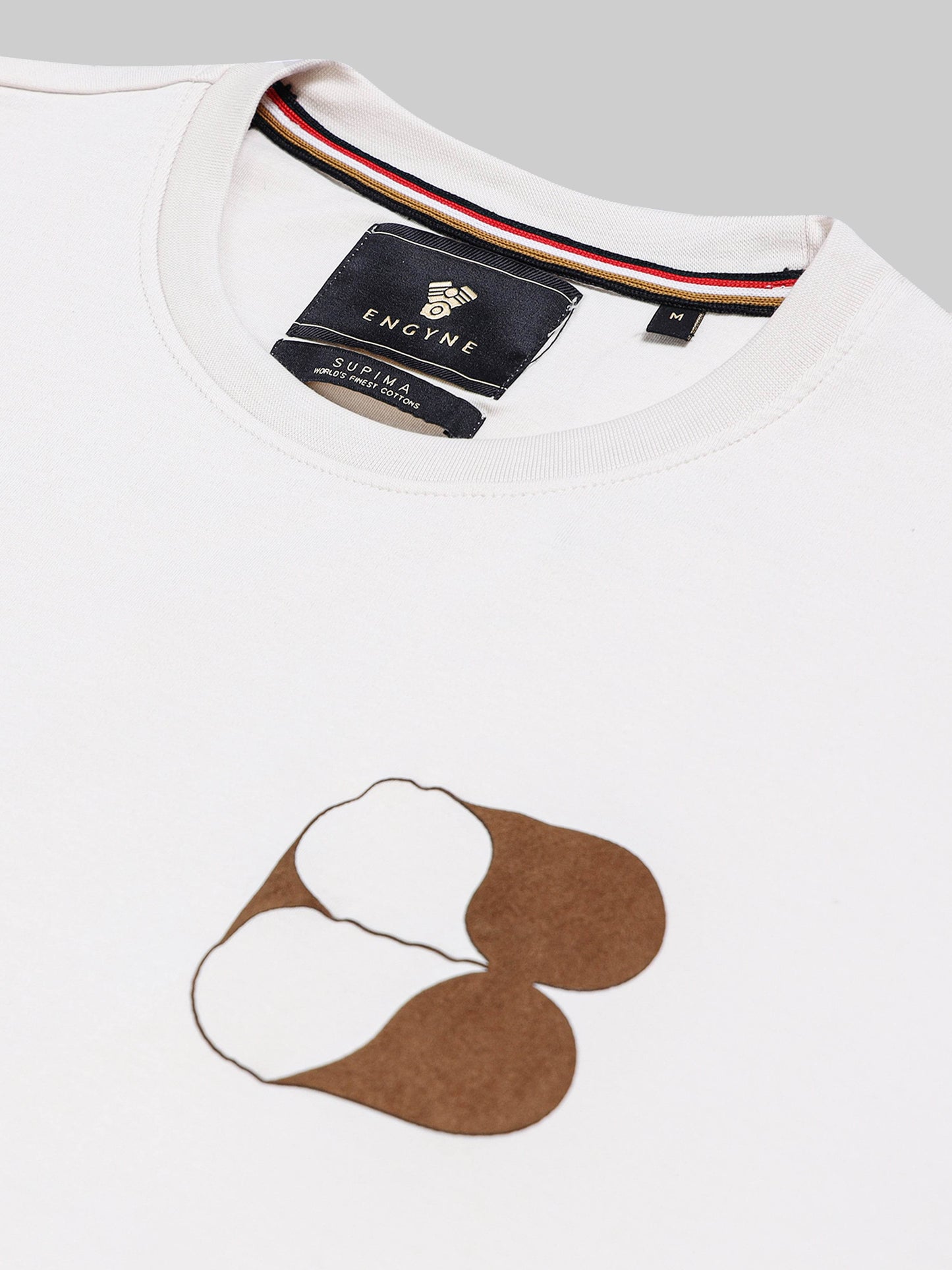 Oversized T-shirt in Supima Cotton Lycra Interlock with Suede-Finish Back and front print Beige