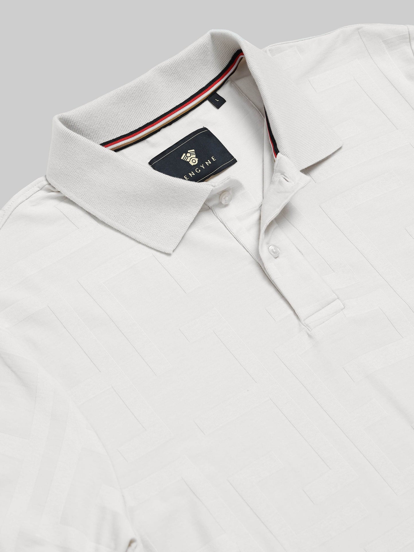 Men's beige jacquard polo t-shirt