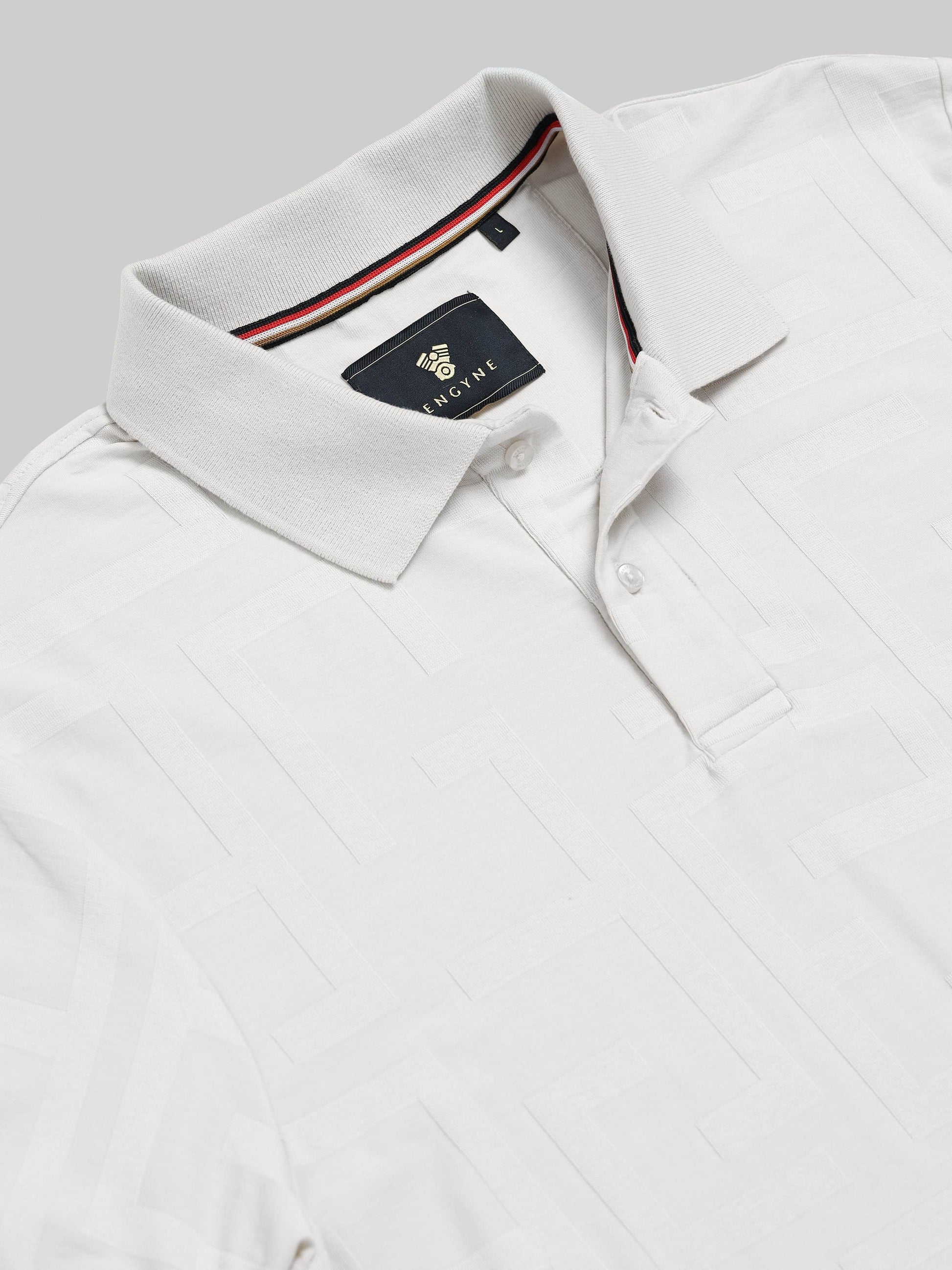 Men's beige jacquard polo t-shirt