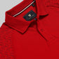 Men's red polo t-shirt with printed raglan sleeves 