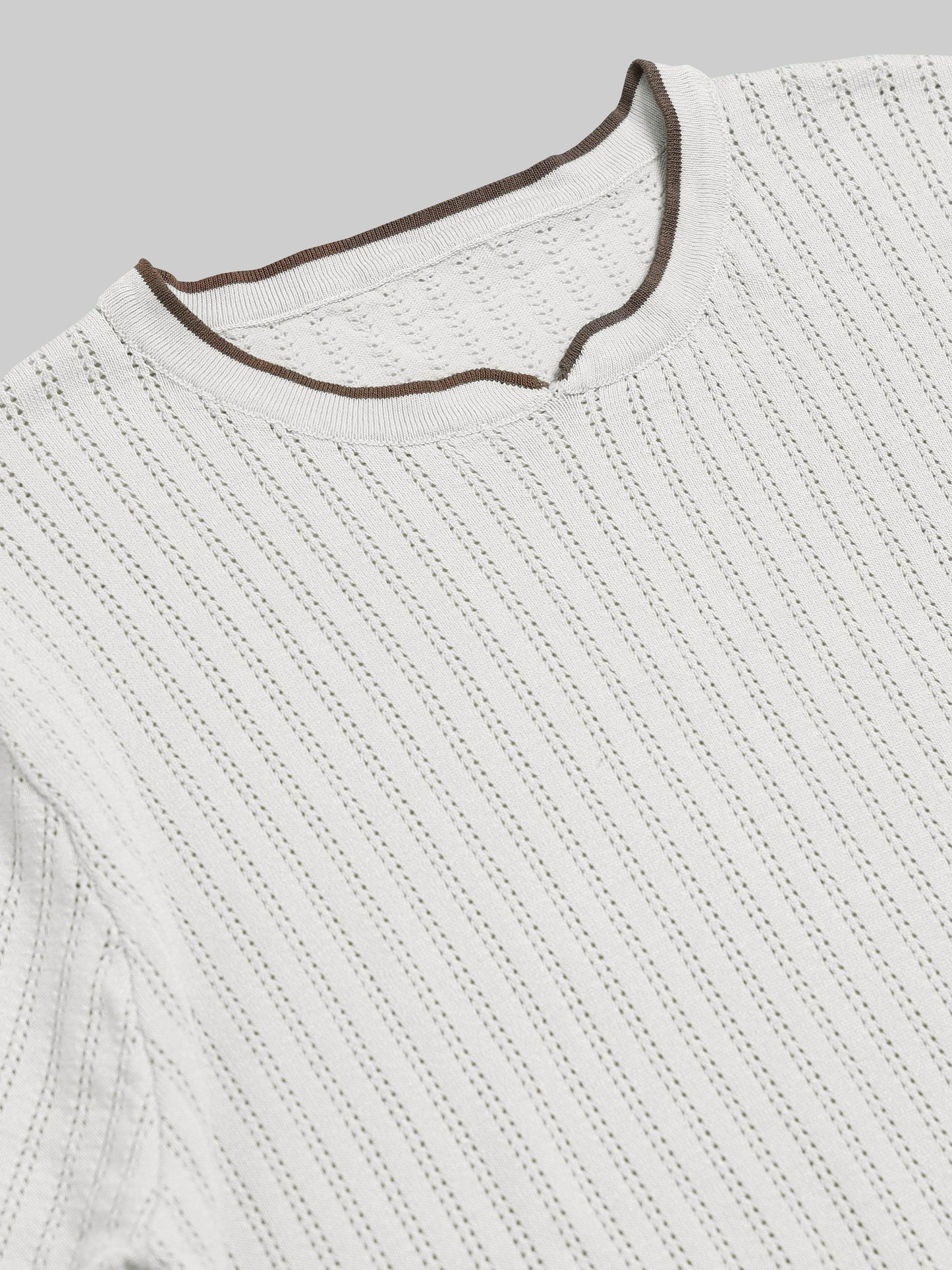 Tipped Edge Flat-Knit Tee - Off White