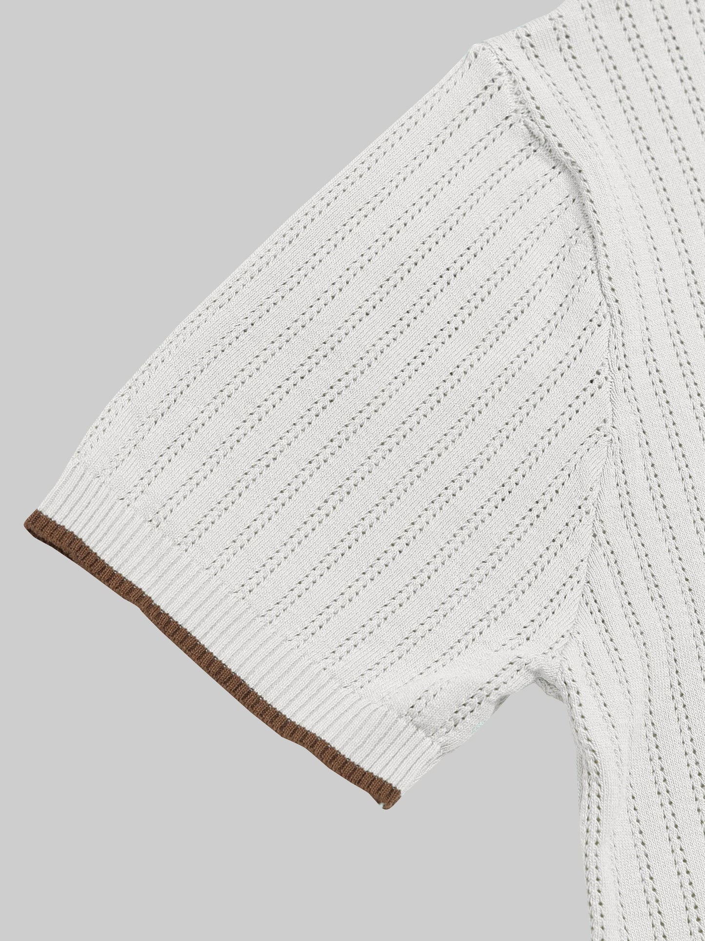 Tipped Edge Flat-Knit Tee - Off White