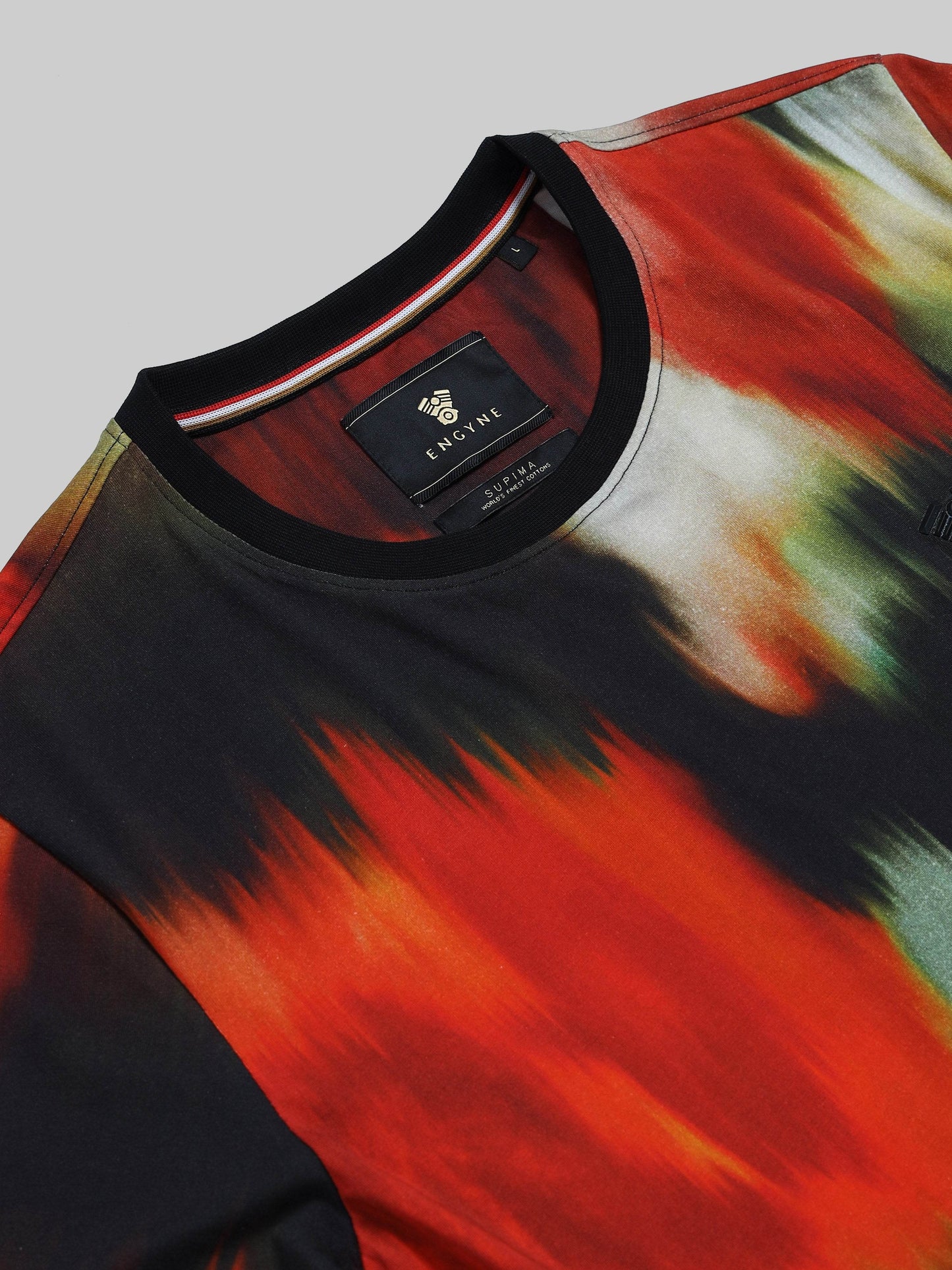 Regular Fit T-shirt in Supima Cotton Lycra Jersey with All Over Floral Digital Print - Black
