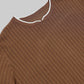 Tipped Edge Flat-Knit Tee - Brown