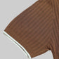 Tipped Edge Flat-Knit Tee - Brown