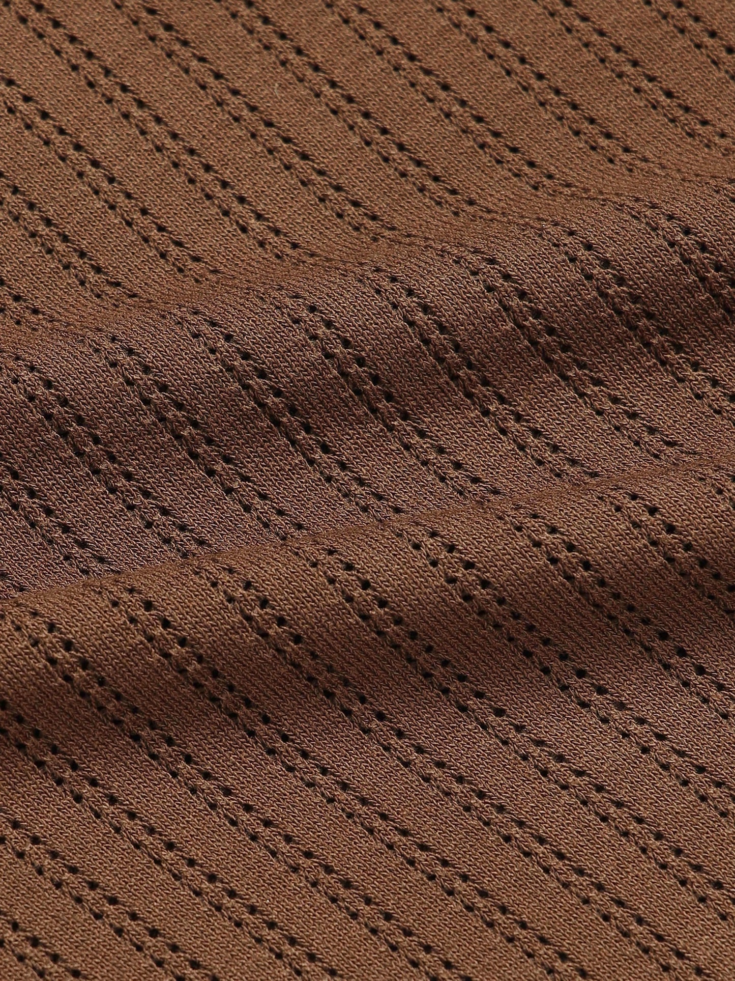 Tipped Edge Flat-Knit Tee - Brown