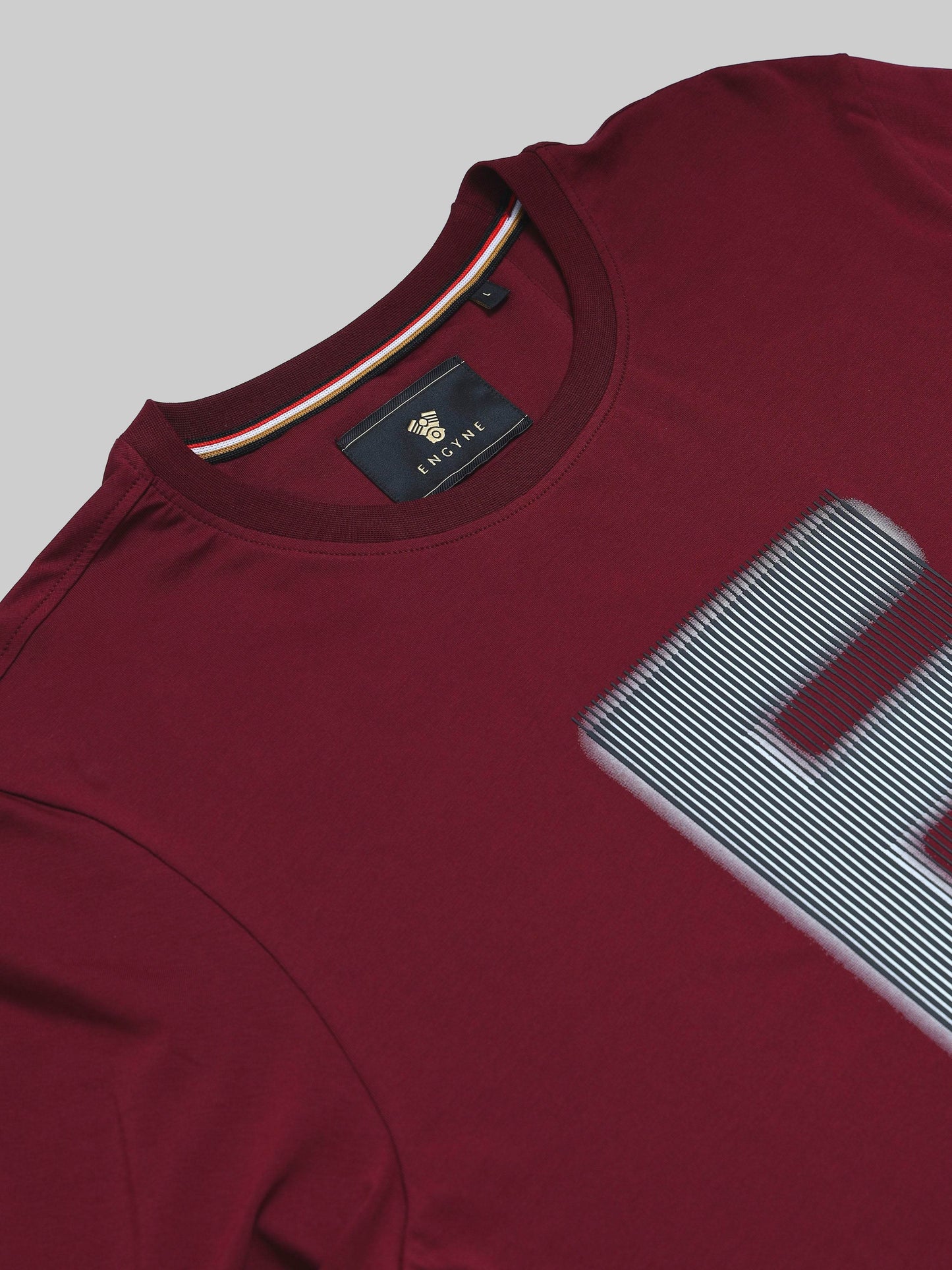 Regular-fit Full-Sleeve T-shirt in Supima Cotton Lycra with HD and Non-PVC Chest Print - Burgundy