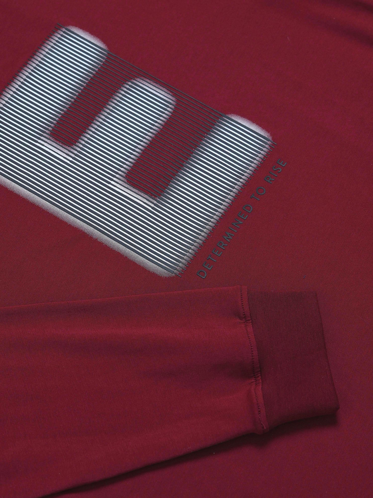 Regular-fit Full-Sleeve T-shirt in Supima Cotton Lycra with HD and Non-PVC Chest Print - Burgundy