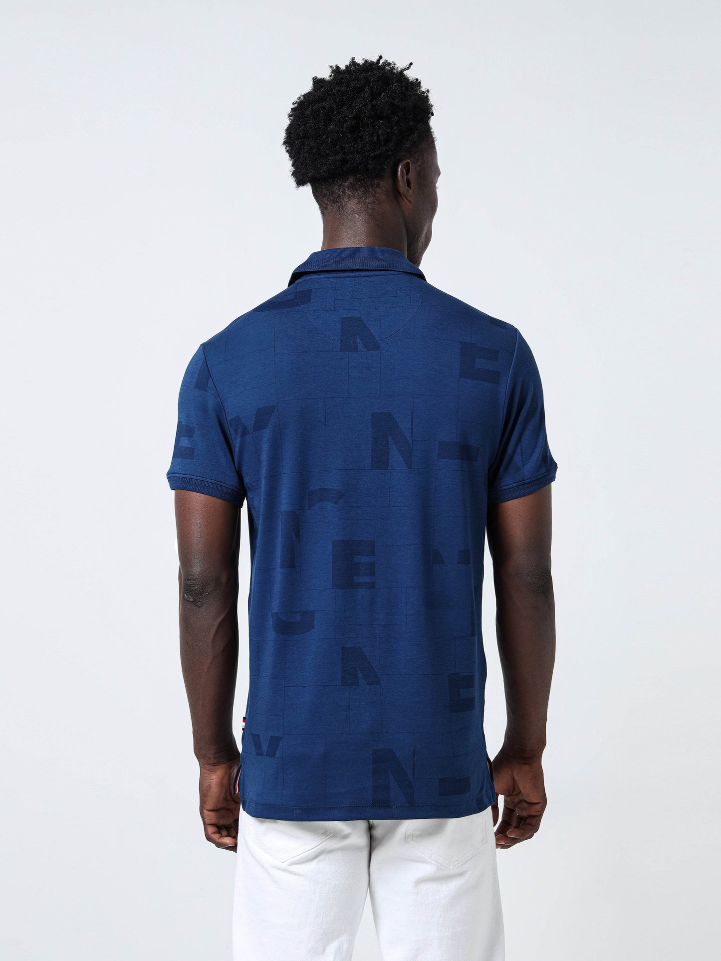 Honeycomb Collar Dark Blue Polo T-Shirt for Men
