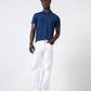 Honeycomb Collar Dark Blue Polo T-Shirt for Men
