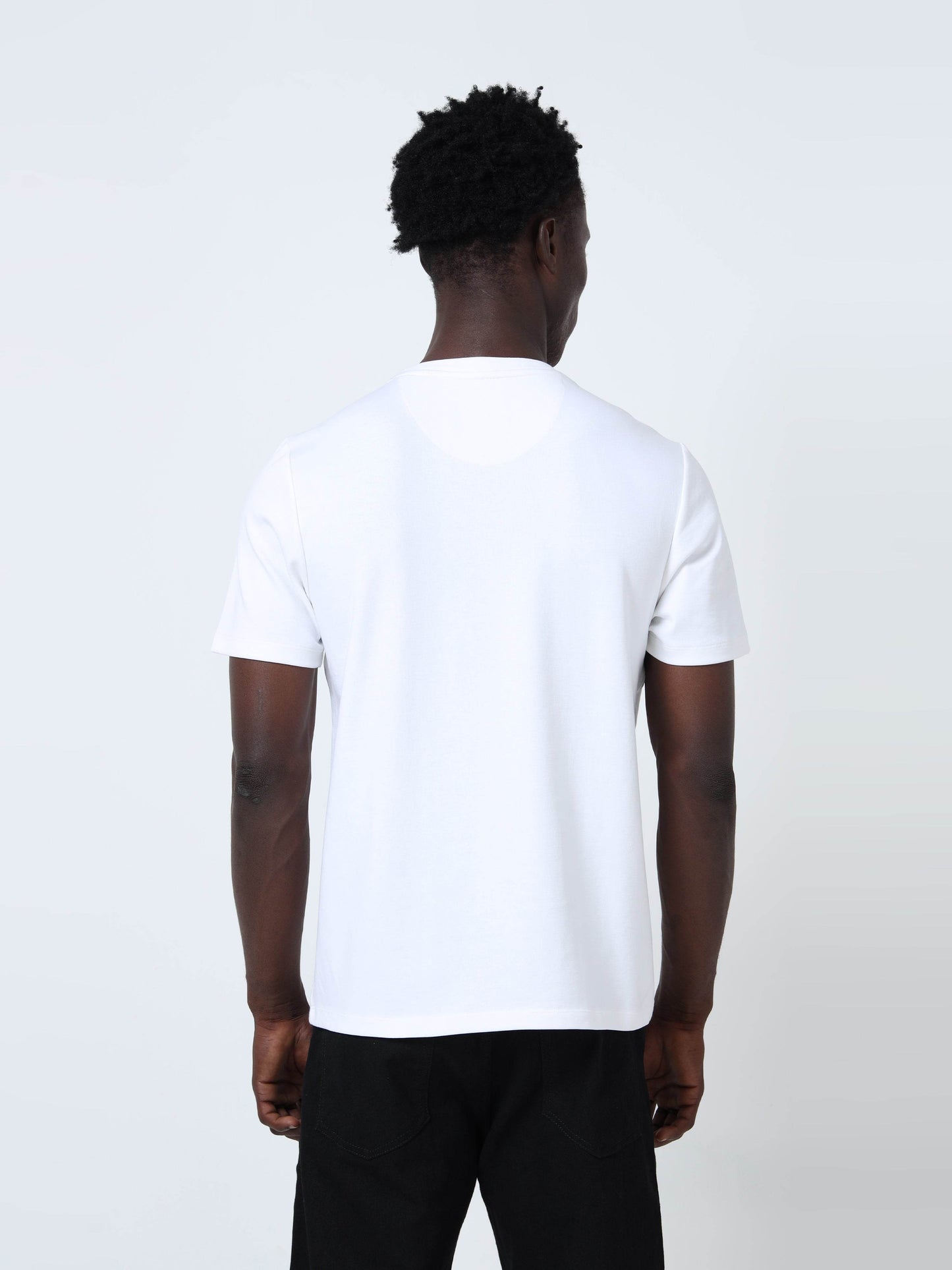 Regular-Fit Men's Chest Panel Embroidered White T-Shirt