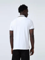 Contrast-Tipped Collar Textured White Polo T-Shirt