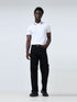 Contrast-Tipped Collar Textured White Polo T-Shirt