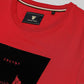 Rougen Cotton Lycra with Flock Print at Chest Red T-shirt