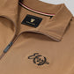 Half-Zip High Neck Sweatshirt with Contrast Tipped Cuffs and Silicon HD Chest Print Khaki