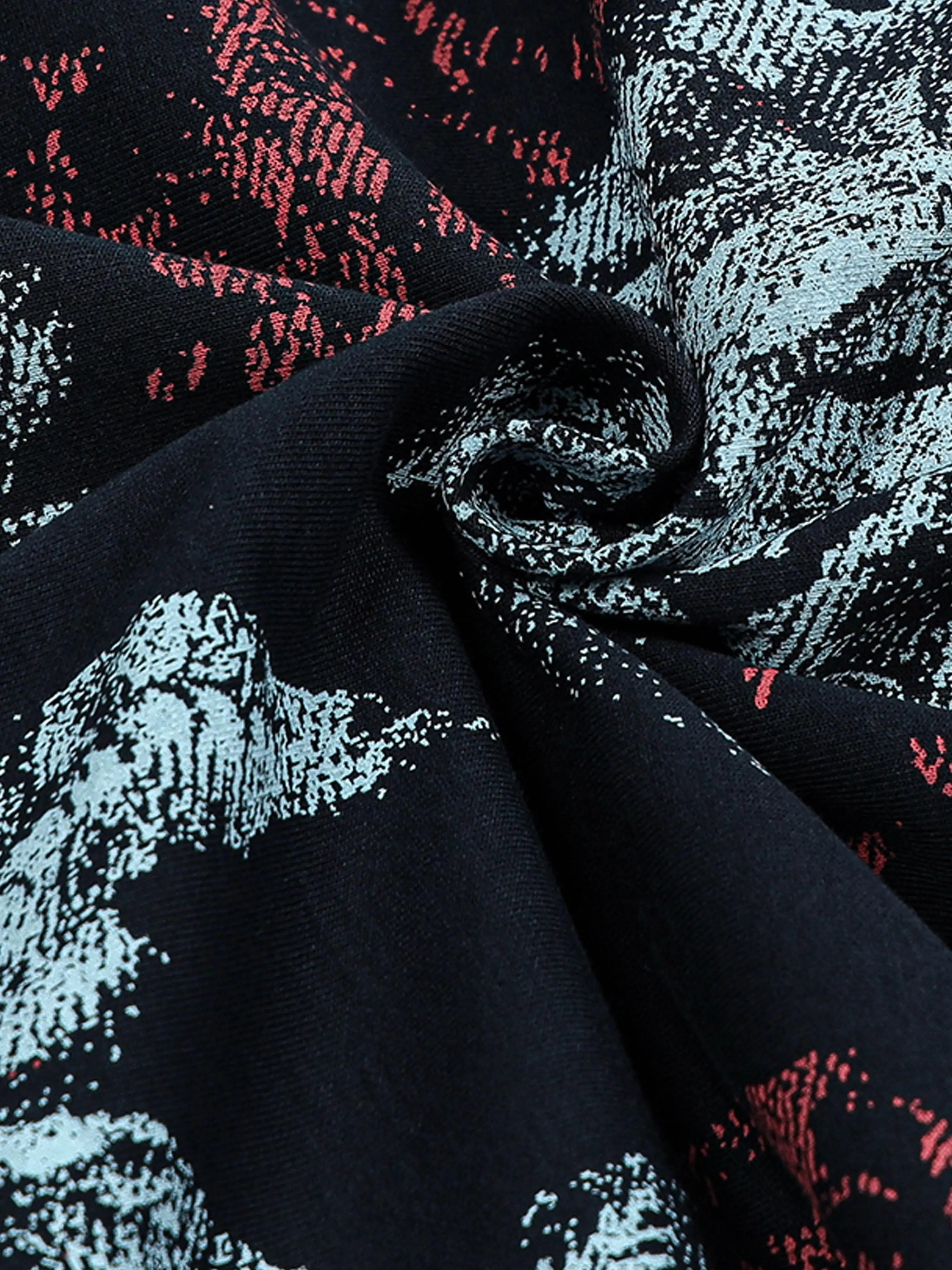 Men's Printed Navy Blue Regular Hooded Zipper Engyne