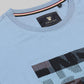 Regular Fit T-shirt in Supima Cotton Lycra with Non-PVC Print and Chest Embroidery Featuring Branded Artwork Play - Dusty Blue