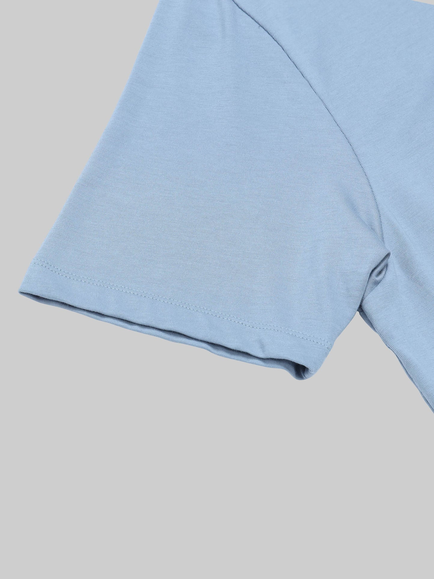Regular Fit T-shirt in Supima Cotton Lycra with Non-PVC Print and Chest Embroidery Featuring Branded Artwork Play - Dusty Blue