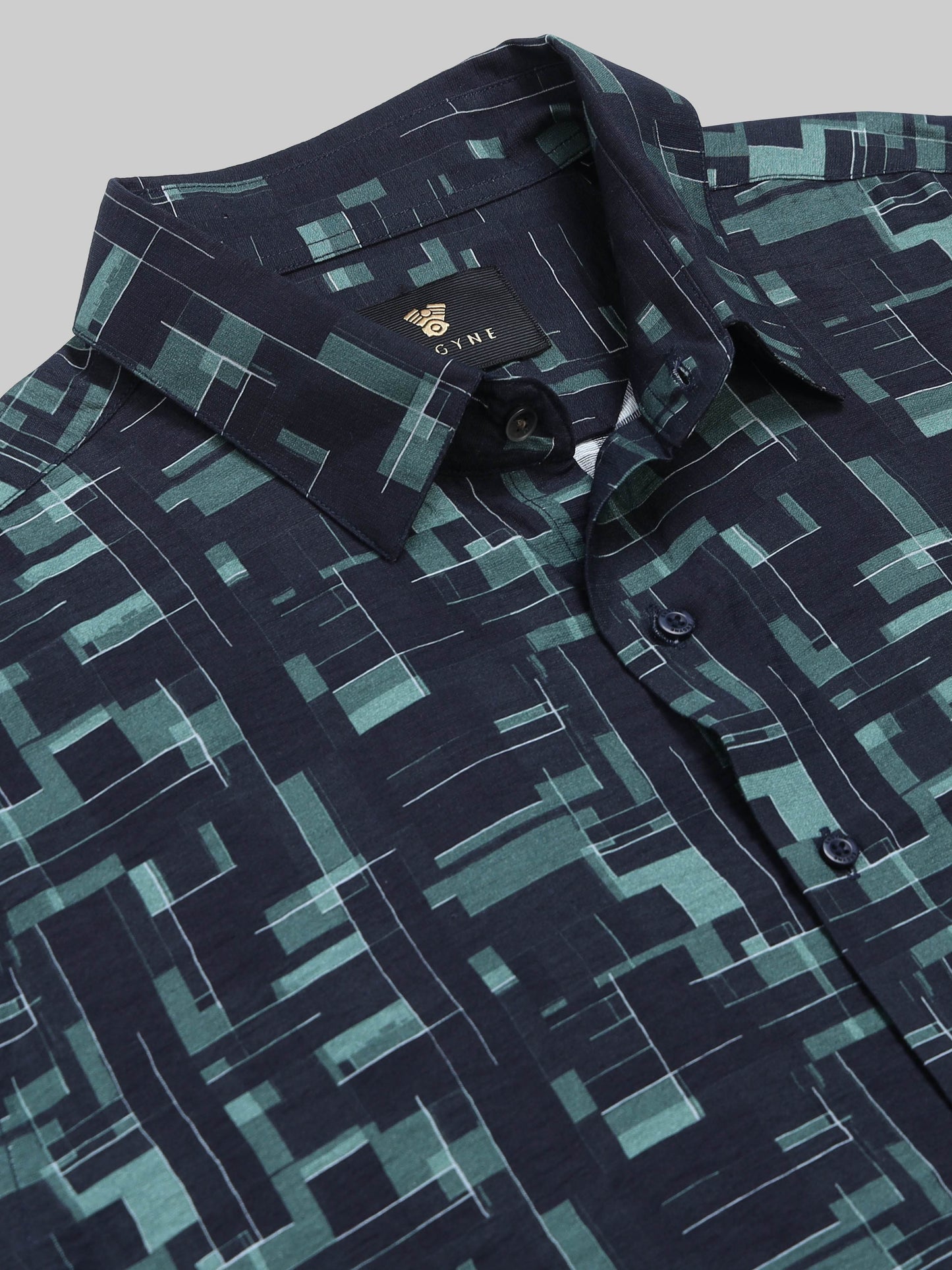 Metro Grid Geometric Full Sleeve Shirt - Navy