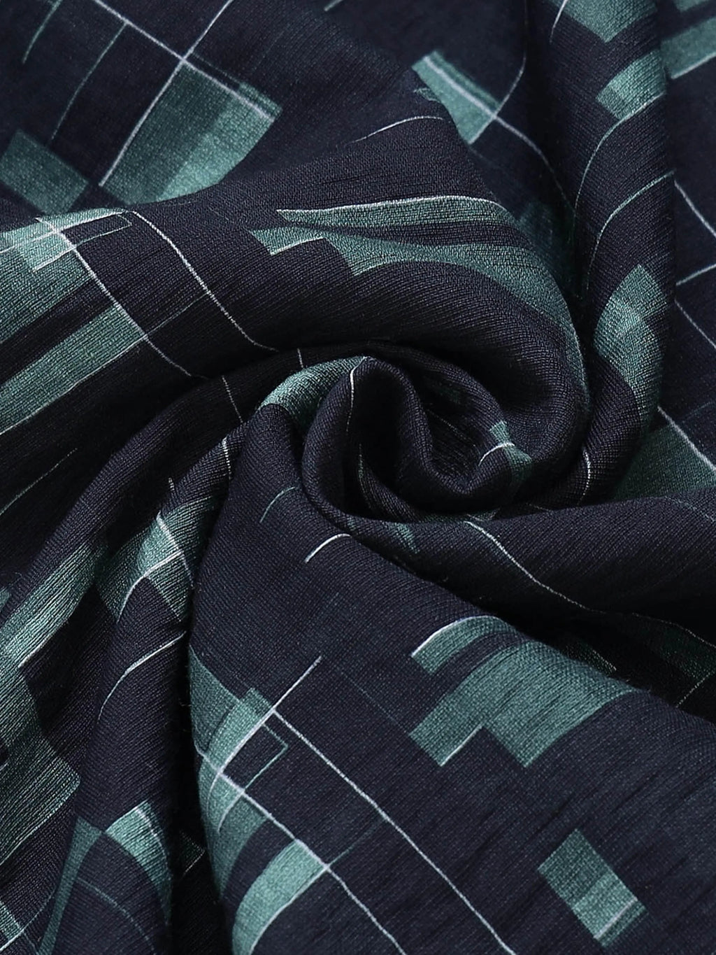 Men's Causal Geometric Print Full Sleeve Navy Shirt Engyne