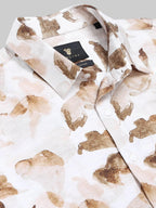 Men's Casual Ink Drift Floral Full Sleeve Beige Shirt Engyne