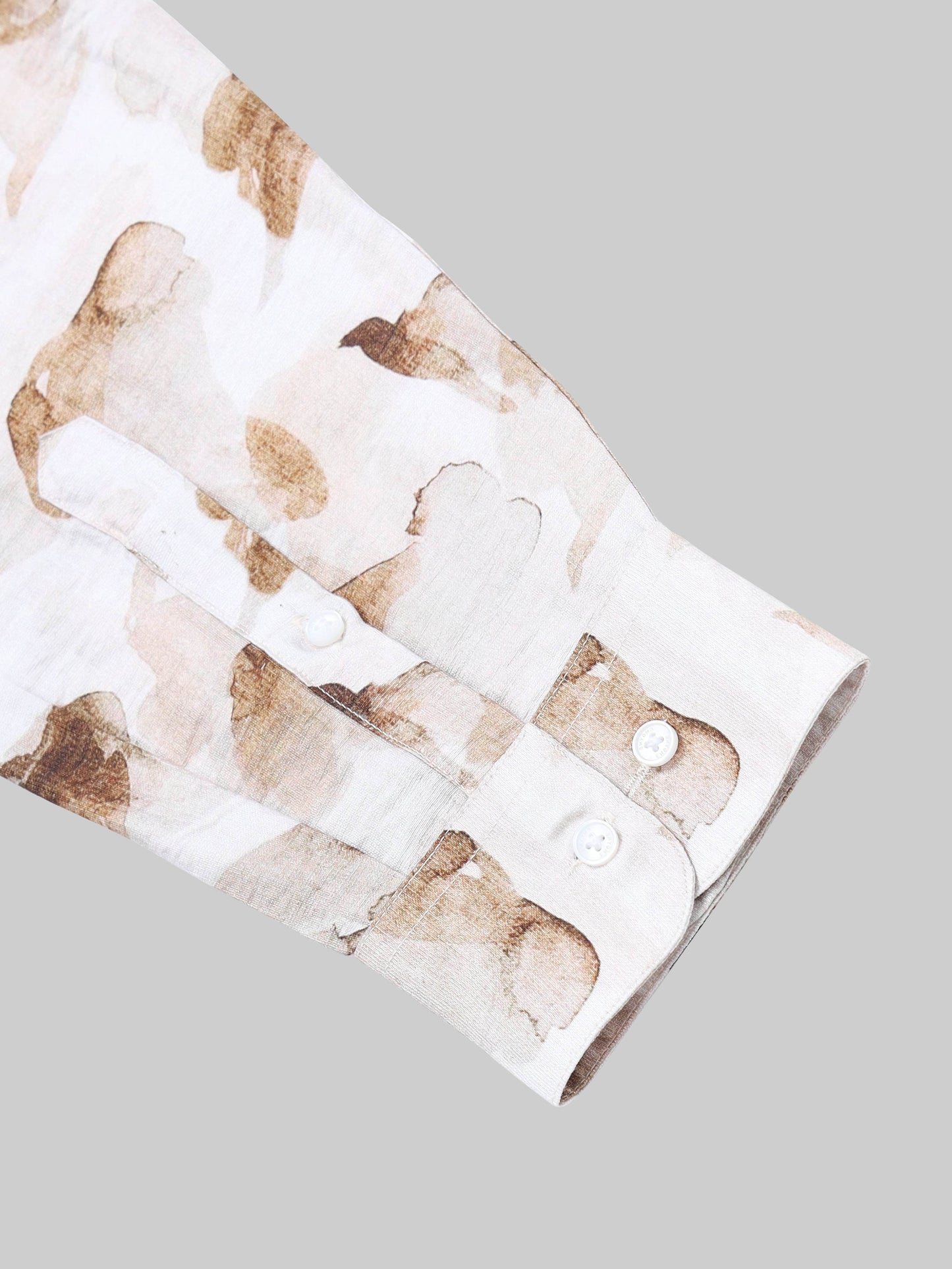 Ink Drift Floral Full Sleeve Shirt - Beige