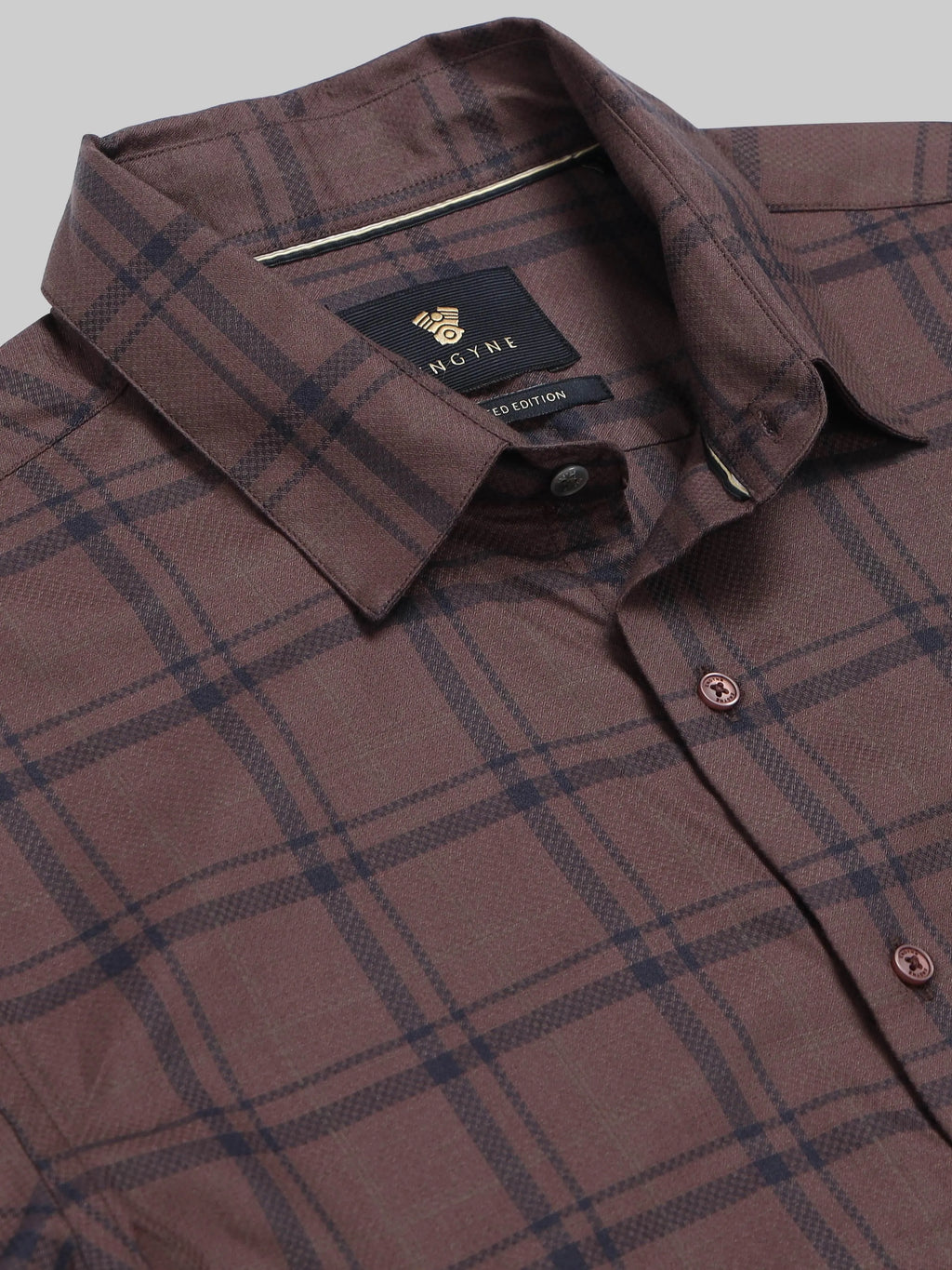 Men's Heritage Plaid Check Full Sleeve Brown Shirt Engyne