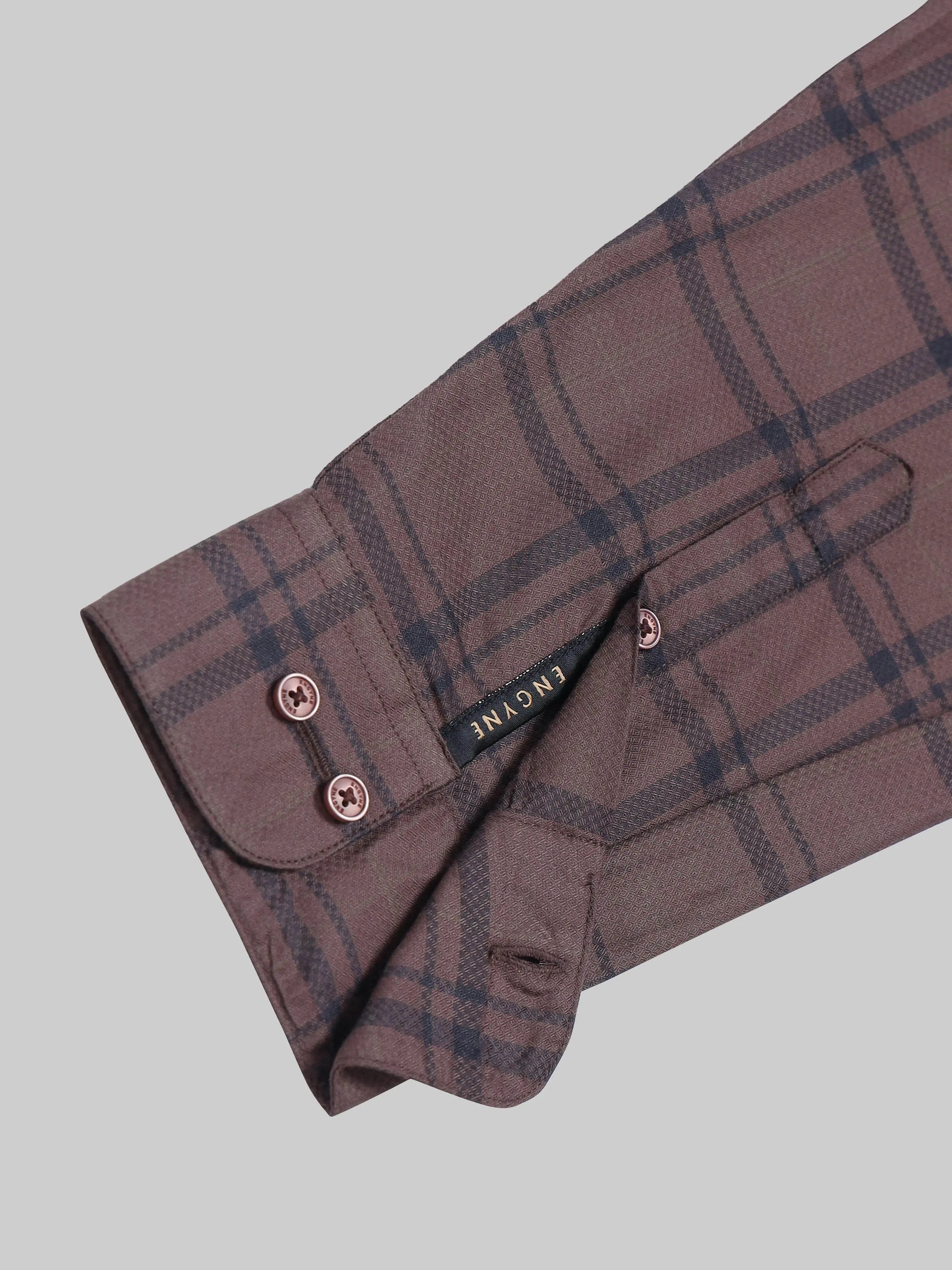 Men's Heritage Plaid Check Full Sleeve Brown Shirt Engyne