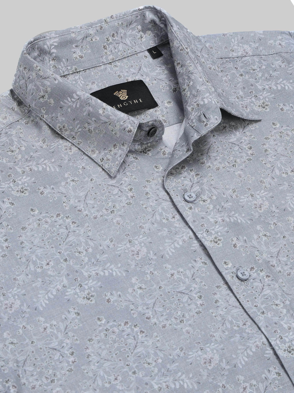 Men's Floral Whisper Full Sleeve Grey Shirt Engyne