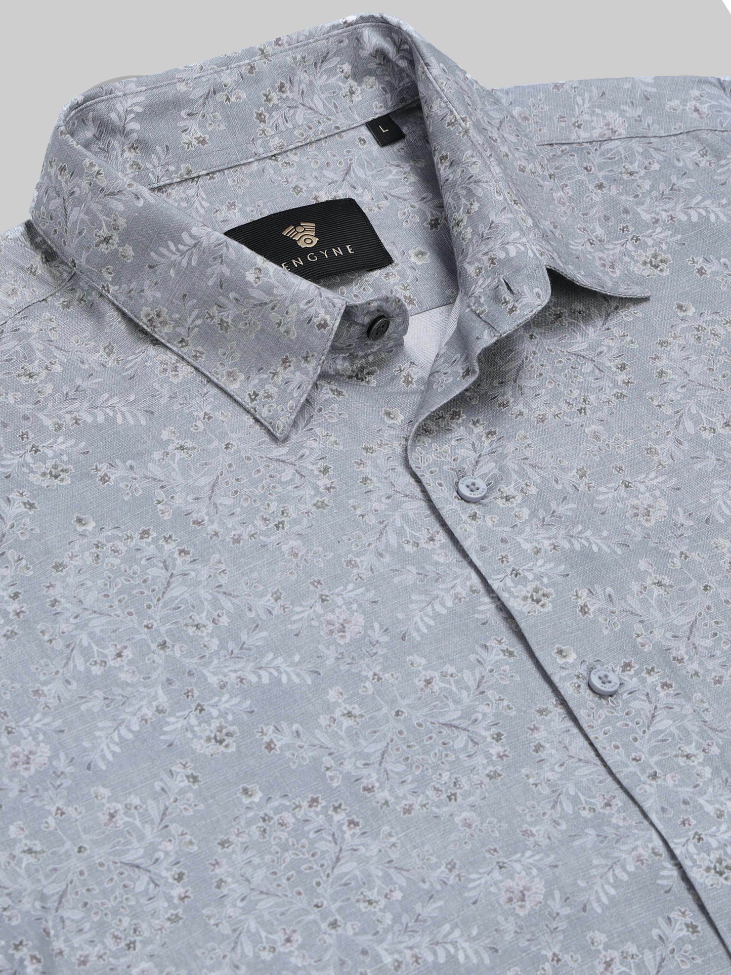 Floral Whisper Full Sleeve Shirt - Grey