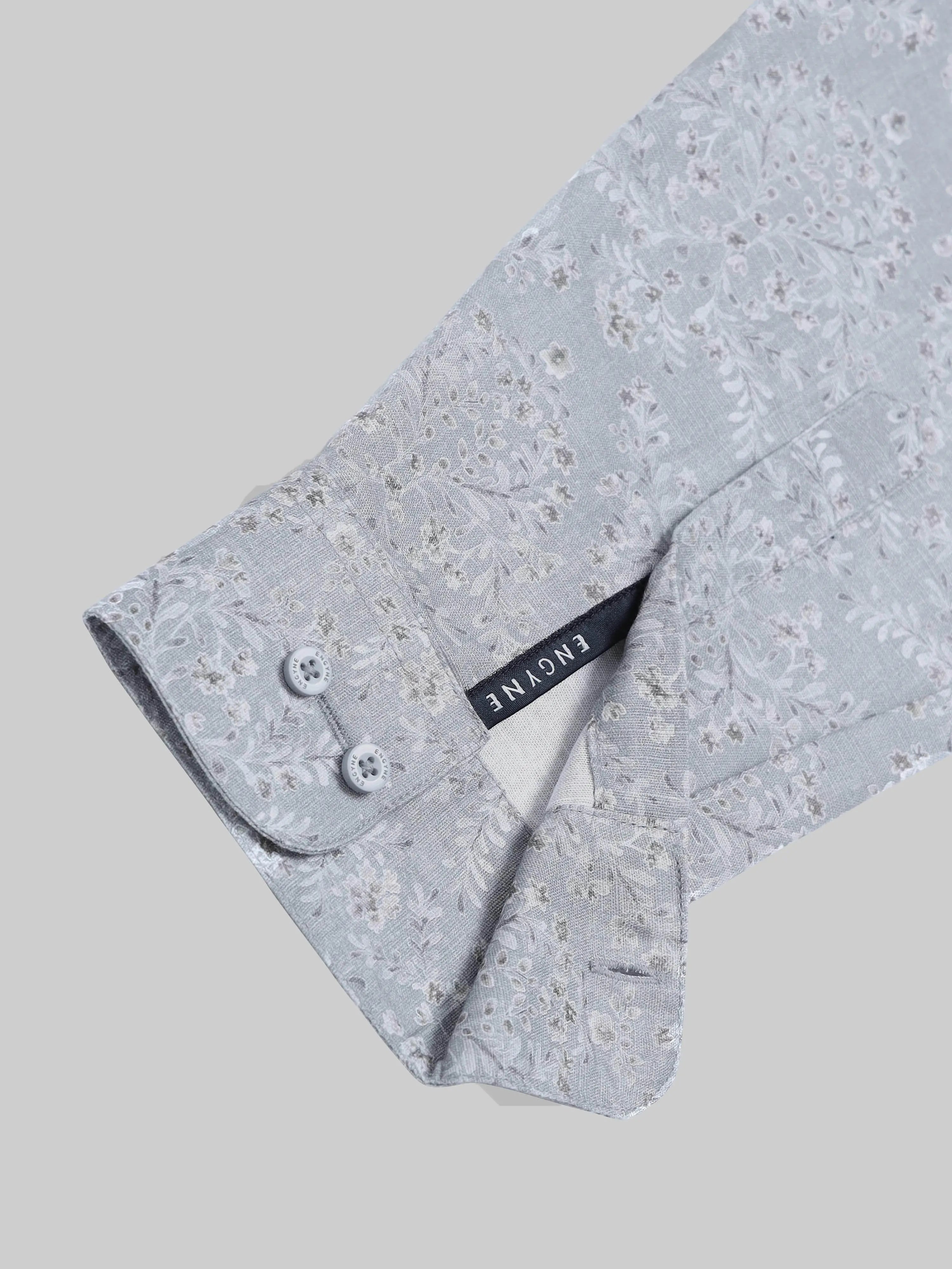 Men's Floral Whisper Full Sleeve Grey Shirt Engyne