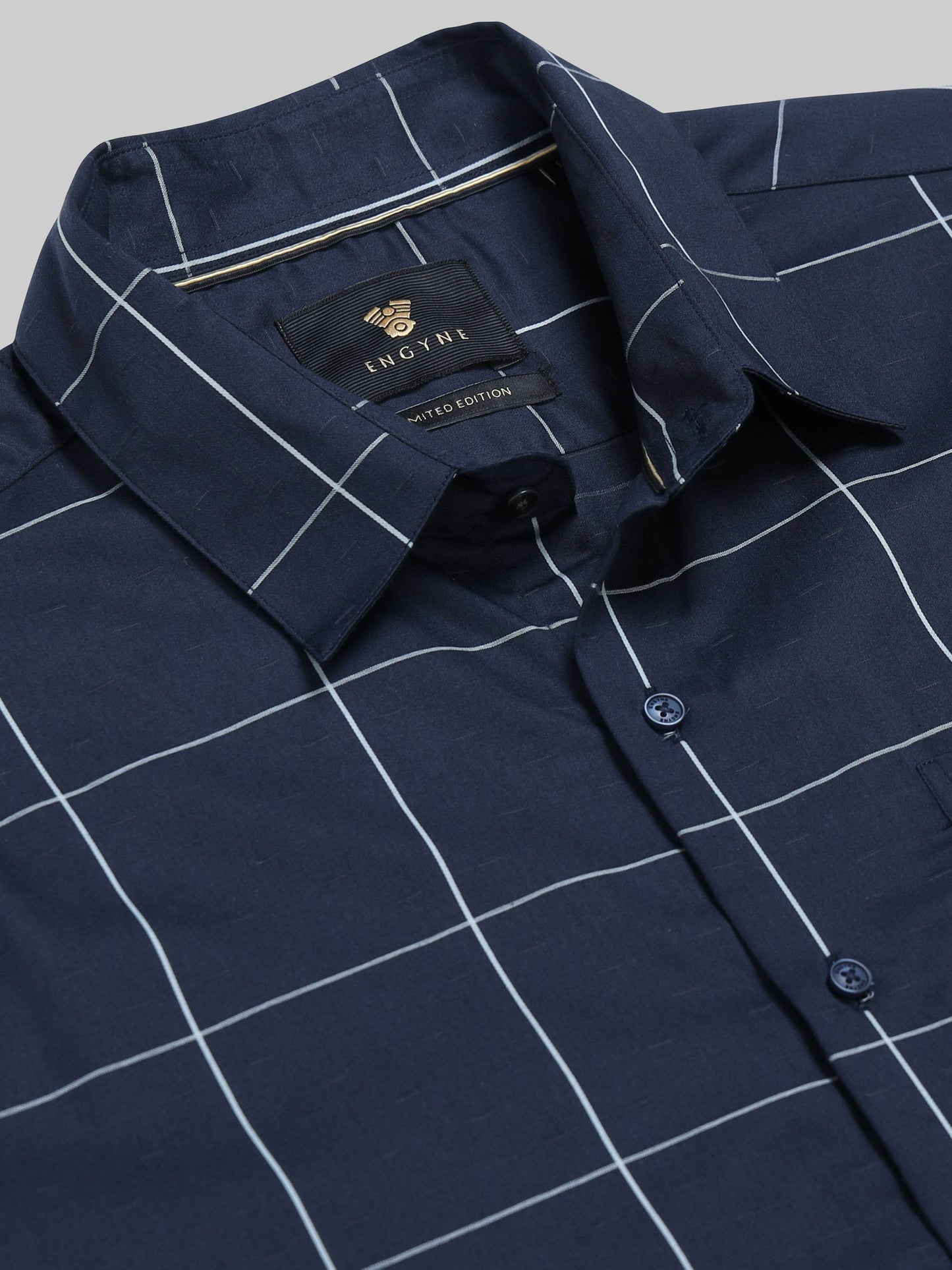 Gridline Check Full Sleeve Shirt - Navy