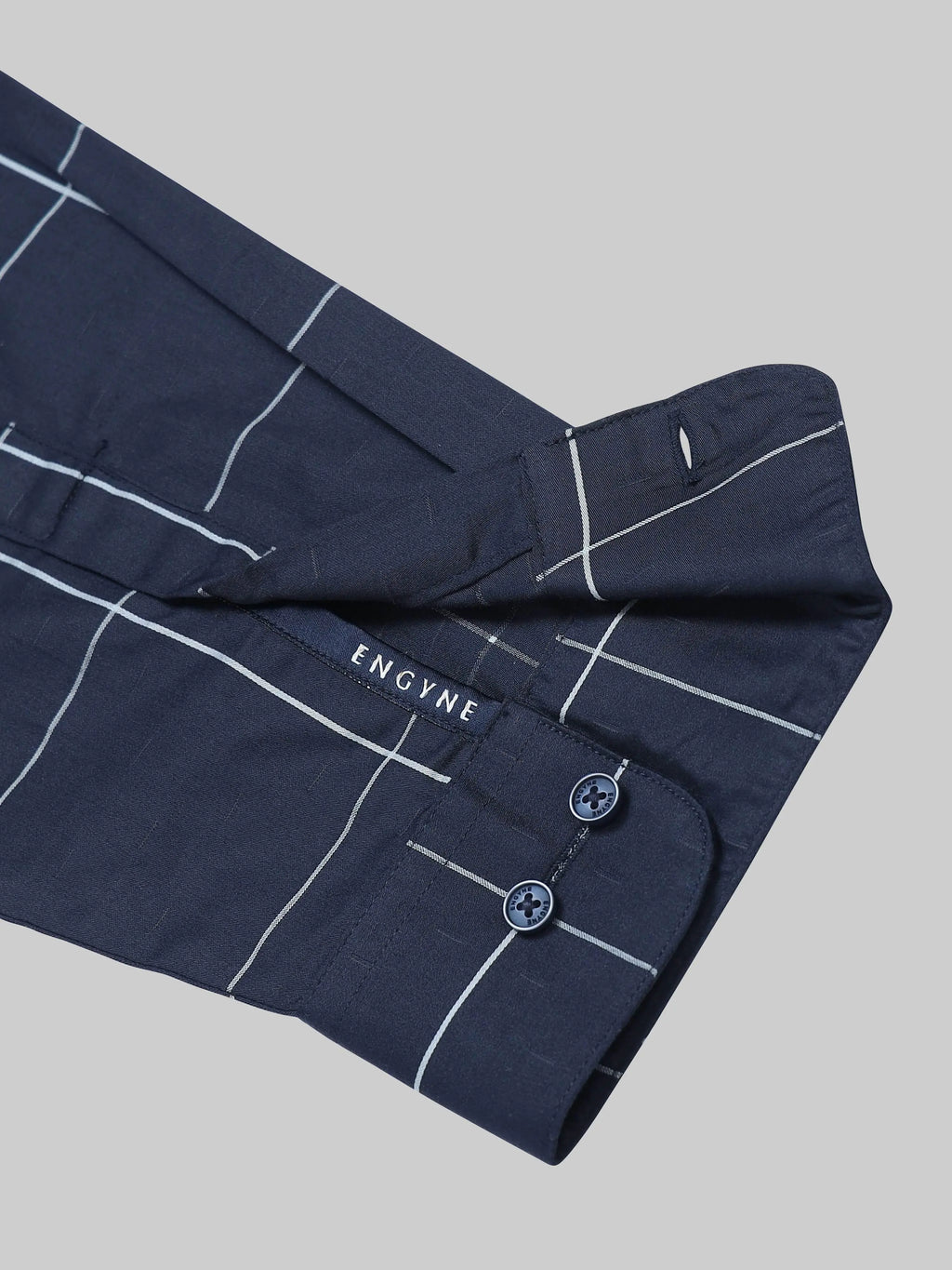 Men's Gridline Check Full Sleeve Navy Blue Shirt Engyne