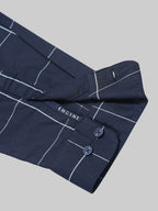 Men's Gridline Check Full Sleeve Navy Blue Shirt Engyne