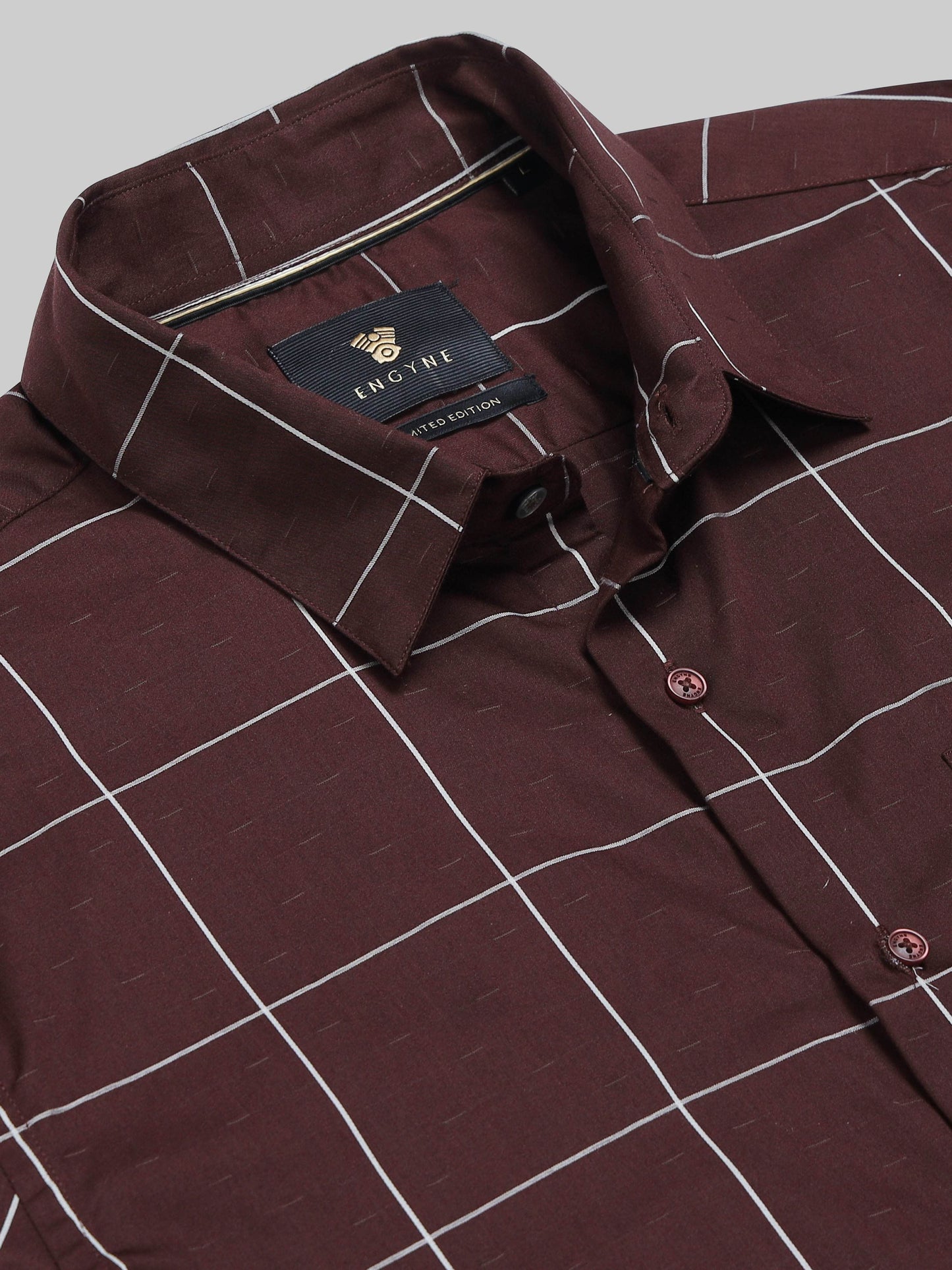 Gridline Check Full Sleeve Shirt - Dk. Brown