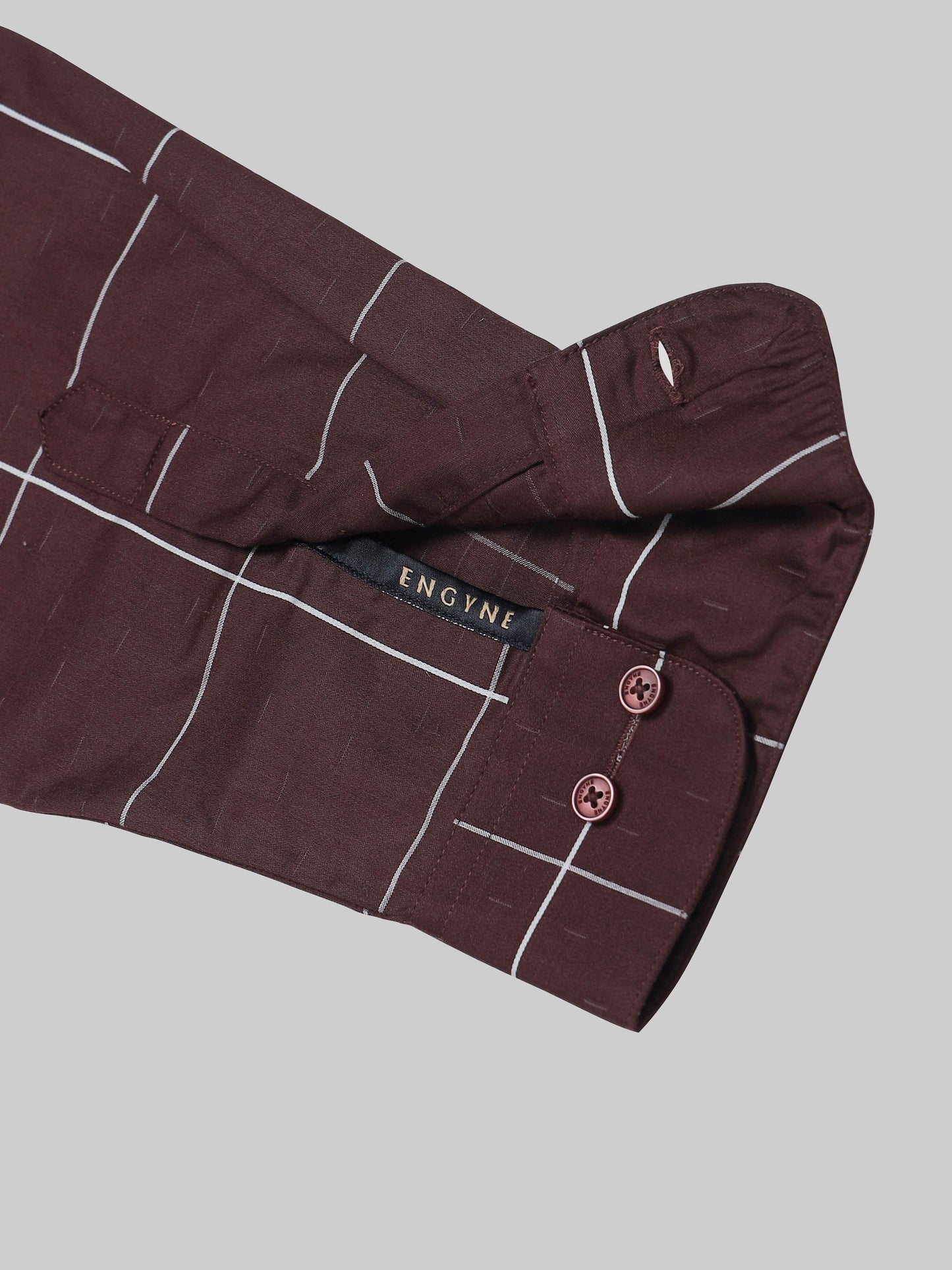 Gridline Check Full Sleeve Shirt - Dk. Brown