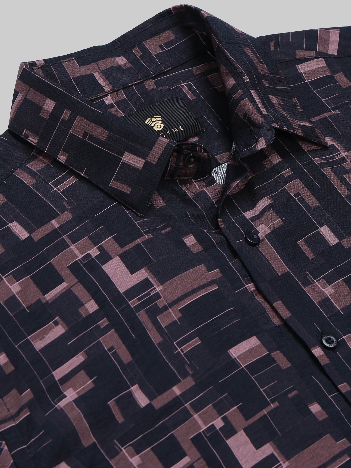 Metro Grid Geometric Full Sleeve Shirt - Black