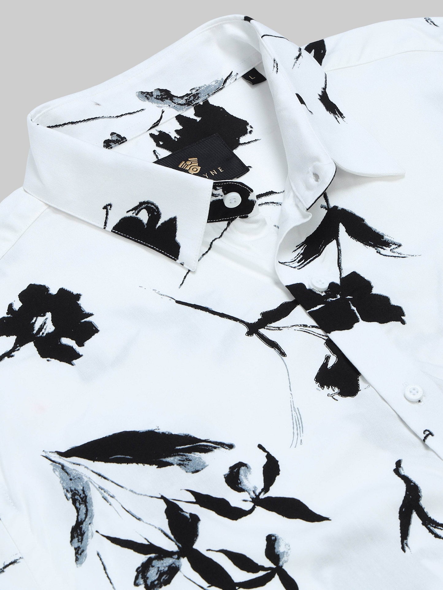 Shadow Bloom Floral Short Sleeve Shirt - White