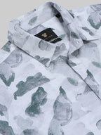 Men's Ink Drift Floral Full Sleeve Light Grey Shirt Engyne