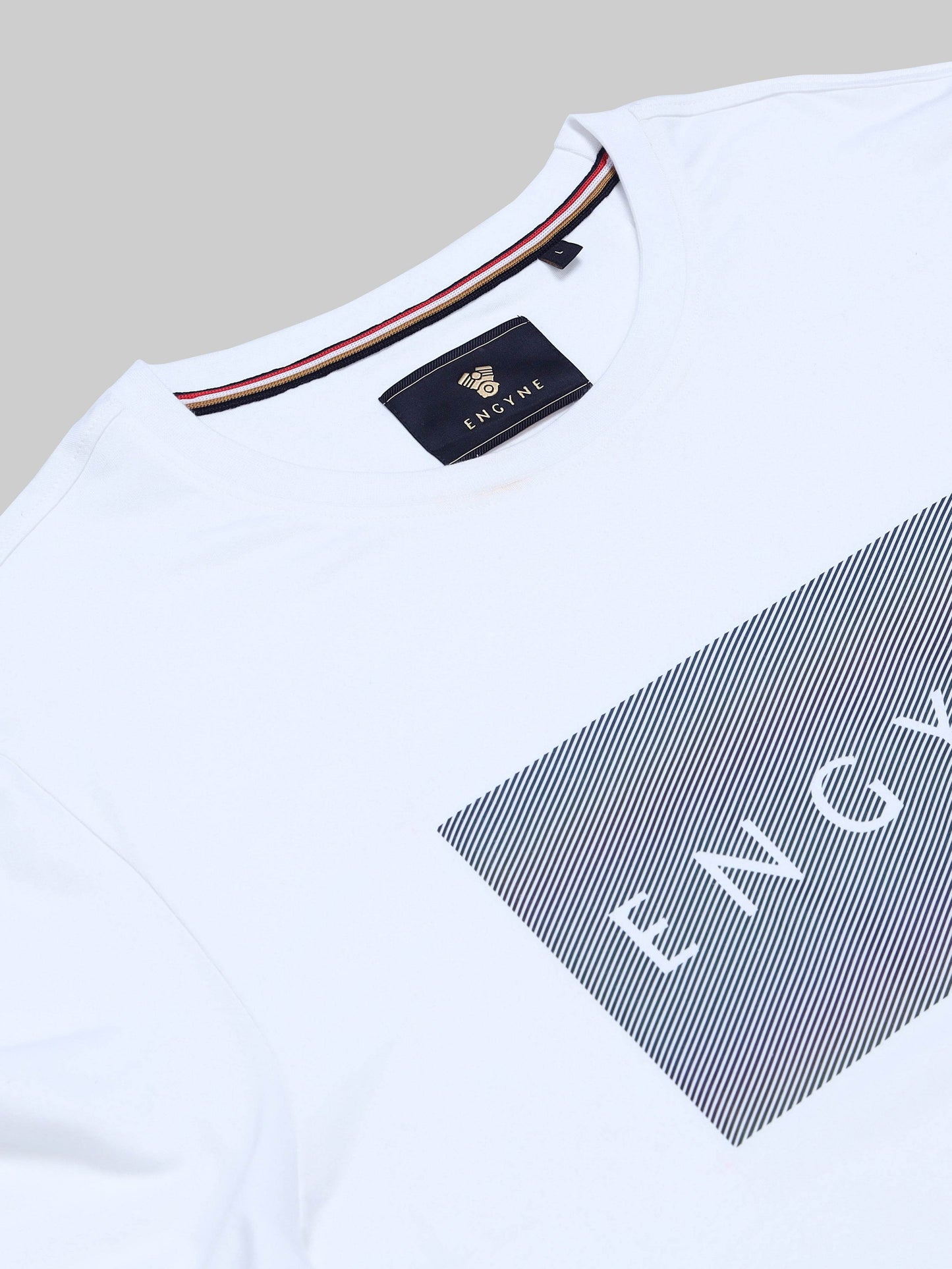Regular-fit Full-Sleeve T-shirt in Supima Cotton Lycra with Rainbow Reflective Print Detailing - White