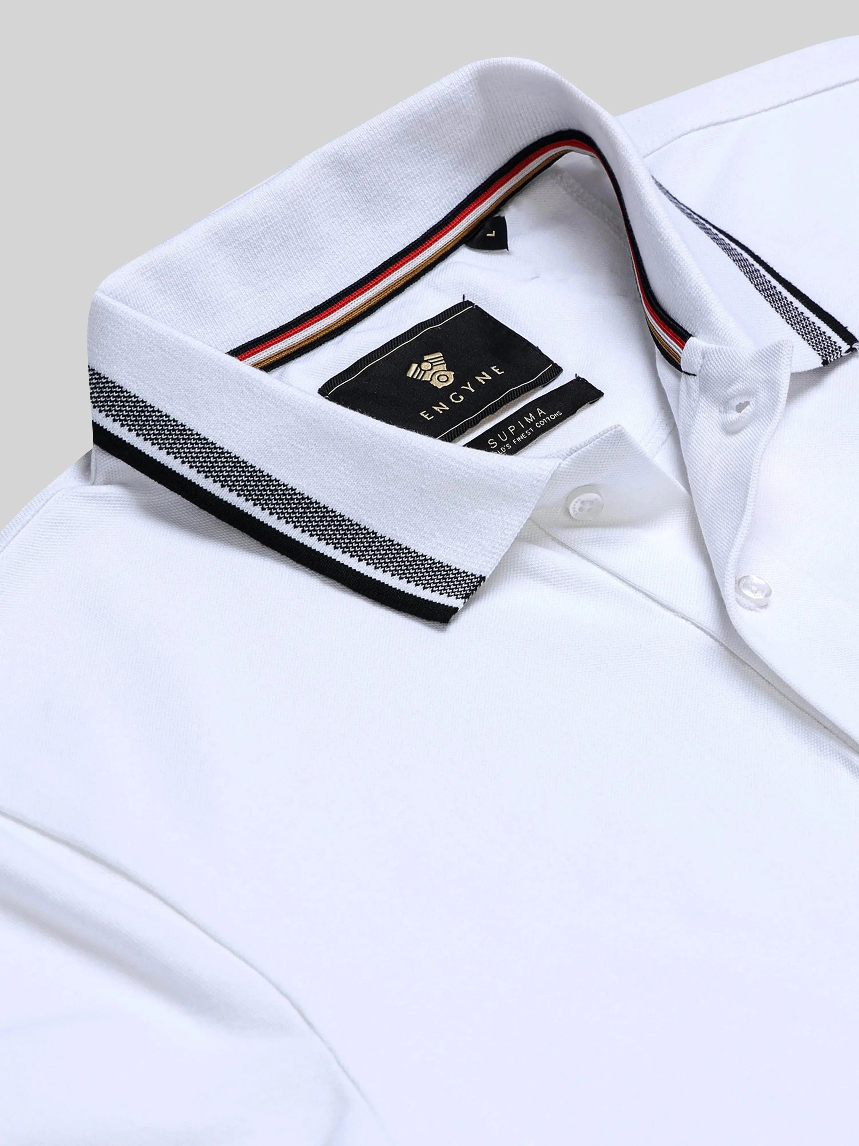 Men's Casual Supima Cotton White Polo Engyne