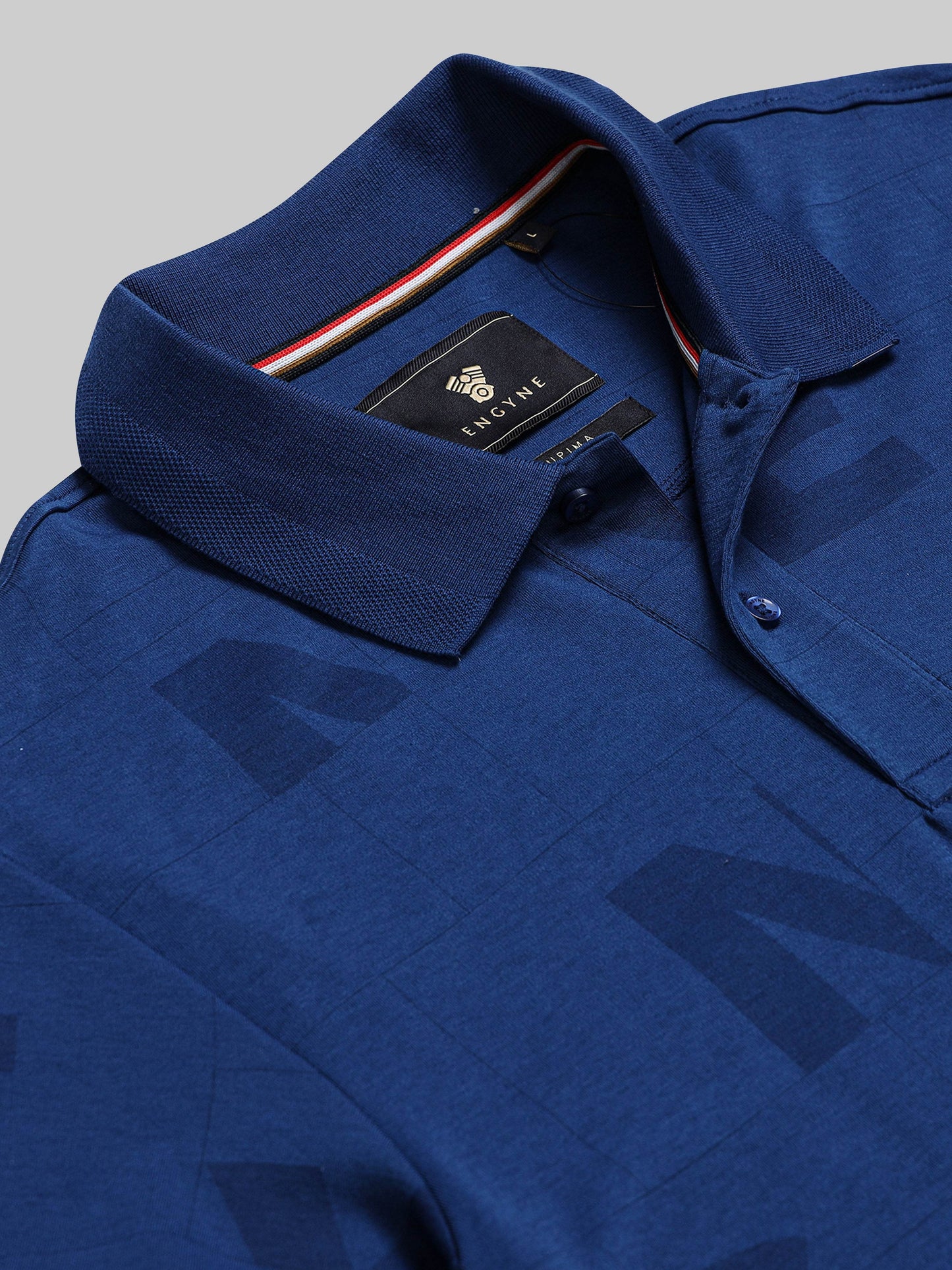Supima Cotton Interlock with Special Engyne Rotary Print Tech and Honeycomb Textured Collar Dark Blue Polo