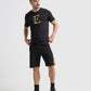 Contrast Cut & Sew Loop Knit Black Shorts For Men