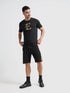 Contrast Cut & Sew Loop Knit Black Shorts For Men