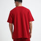 Oversize Flock Stripe Print Dark Red T Shirt For Men
